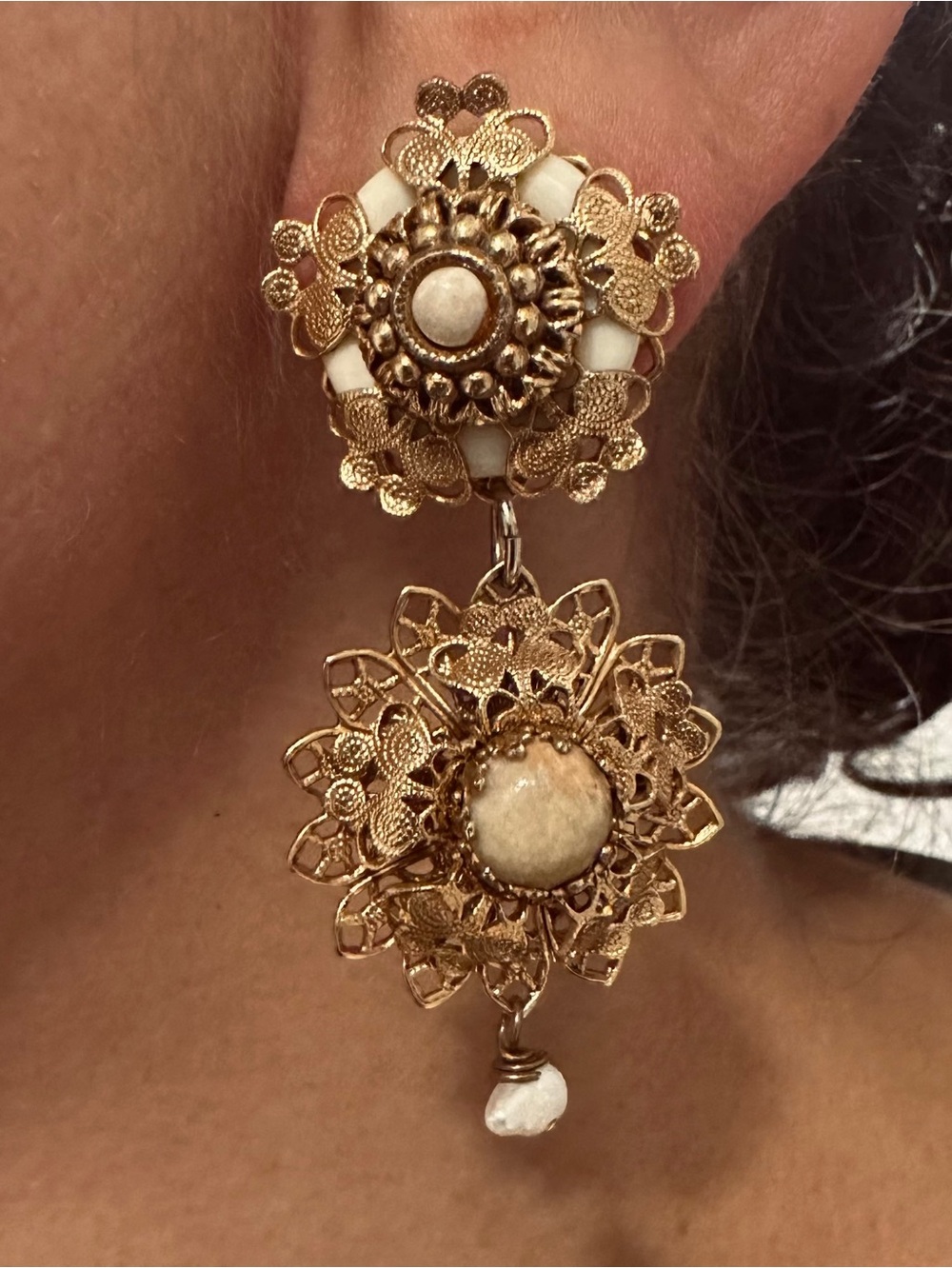 Vintage Mary Demarco signed Statement Earrings, clip on, comfortable, light